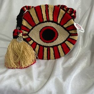 🆕Wayuu crossbody evil eye round tapestry bag!! Made in Colombia 🇨🇴
